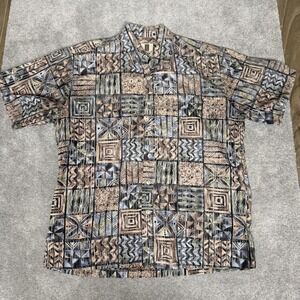 Tori Richard Shirt Mens Medium Multicolor Geometric Aloha Hawaiian Made USA